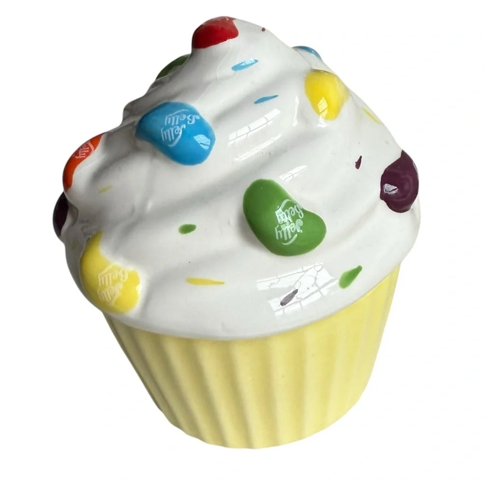 Jelly Belly Jelly Beans Ceramic Cupcake Candy Jar Trinket